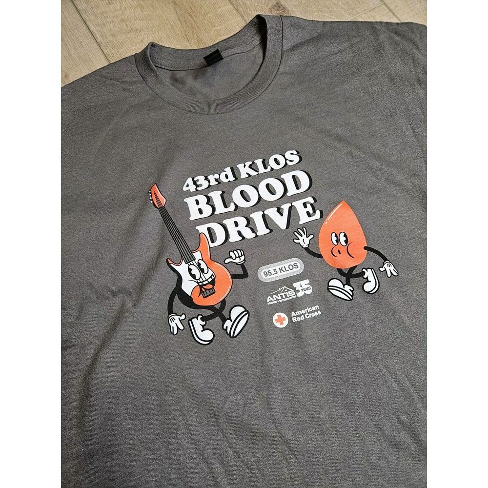 Red Cross Radio Station KLOS Blood Drive 2024 Tshirt Size XL Unisex Adult Gray